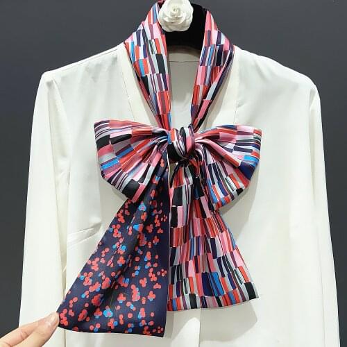 7Colors New Design Luxury Double Deck Printing silk Scarf Women Fashion Neckerchief Silk Scarves For Ladies Head Scarf
