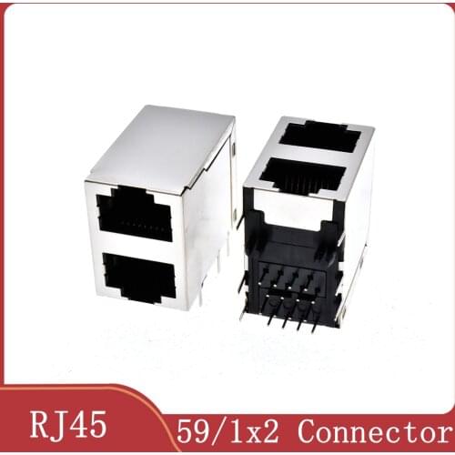 35pcs/lot 59/1x2 Shield Type 90 Degree Dual RJ45 LAN Modular Network Connector
