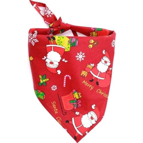 100PCS / LOT Christmas Pet Saliva Towel Pure Cotton Triangle Scarf Dog Scarf Cat Neck Accessories