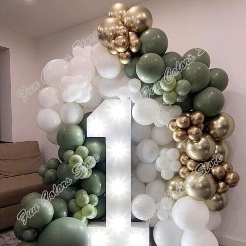 151pcs Avocado Green Memorial Day Party Backdrop Baby Shower Supplies White Holidays Event Celebration Birthday Balloon Garland
