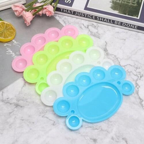 2Pcs Footprint Shape Plastic Palette Art Paint Drawing Tray Color Palette Tool