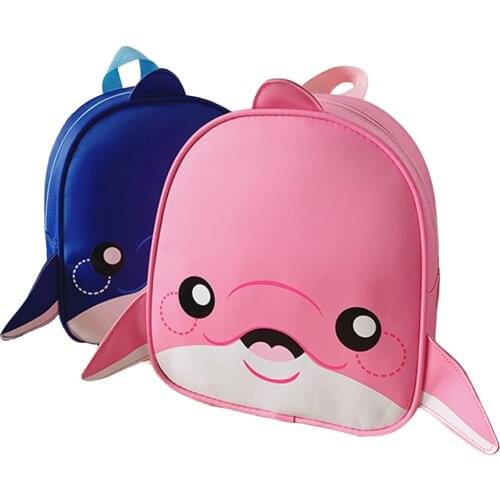 2021 Brand New Toddler Children Backpack Kids 3D Cute Cartoon Dolphin School Bag Mini Travel Bag for Little Girls Boys