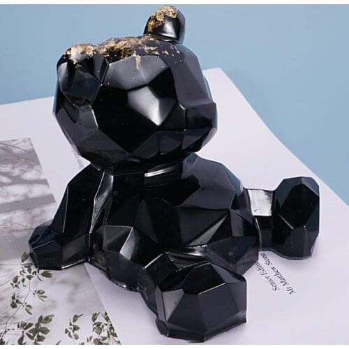 3D Crystal Geometric Cartoon Bear Silicone Mould for Diy Handmade Uv Epoxy Resin Plaster Molds Crafts Home Decorative