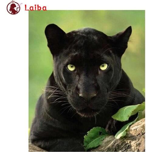 3d round square diamond embroidery Modern animal art, black panther Diy full diamond painting stitch cross mosaic picture