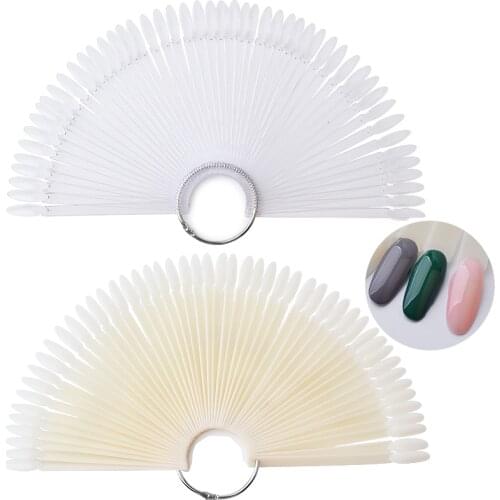 50pcs/Set False Nail Tips Fan Shape Full Card Round Painting Nail Art Display Practice UV Gel Polish Accessories Manicure Tools