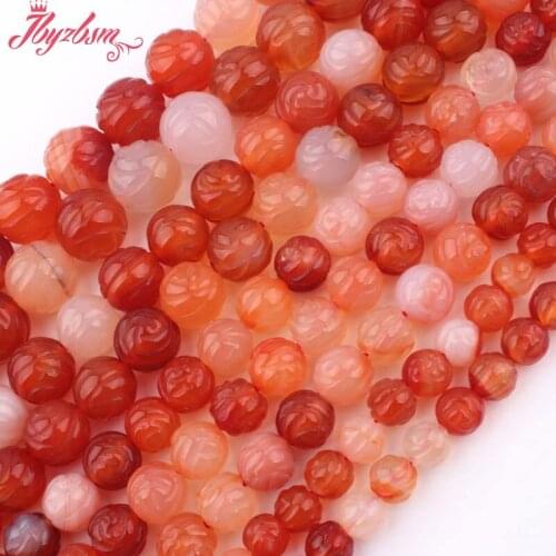 8,10,12mm Multicolor Round Bead Carved Carnelian Agates Natural Stone Beads For DIY Necklace Jewelry Making 15" Free Shipping