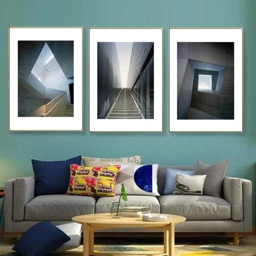 Abstract Geometric Stairs Art Space Architecture Canvas Painting Poster Print Living Room Office Picture Wall Art Home Decor