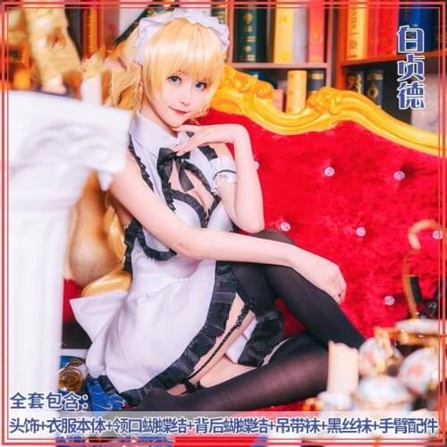 Anime Fate Grand Order FGO White Saber Maid Outfit Lolita Dress Daily Uniform Cosplay Costume Halloween Women Free Shipping 2020