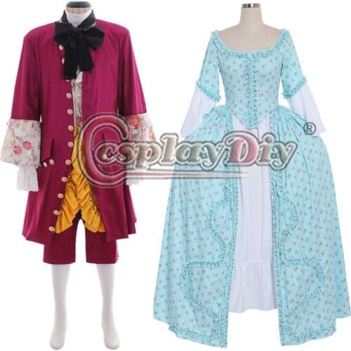 Cosplaydiy Baroque Medieval Rococo Marie Antoinette Colonial Gown Dress Suit Adult Couples Wedding Party Suit L320
