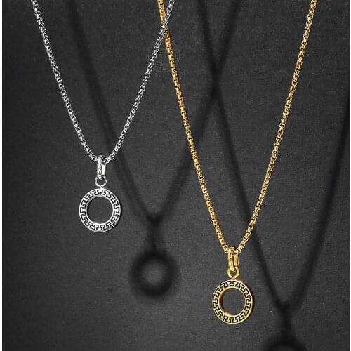 Design Pendant Necklace for Men Boy Gold Silver Color Round Box Stainless Steel Chain Necklace Fashion Jewelry For Gift DTNS001