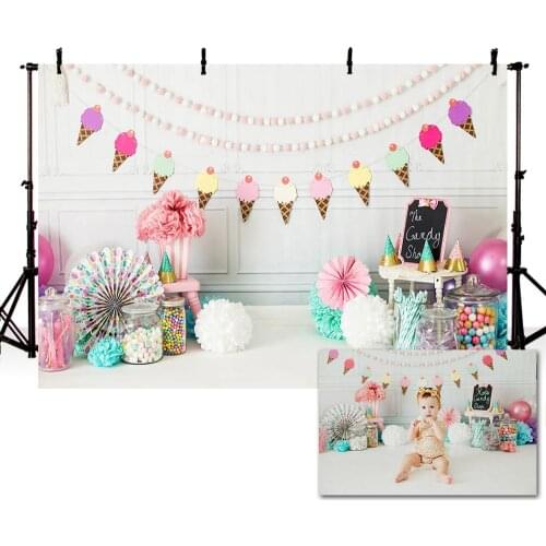 Mehofond Birthday Party Photography Backdrops Ice Cream Candy Flower Newborn Baby Portrait Background Photophone Photo Studio