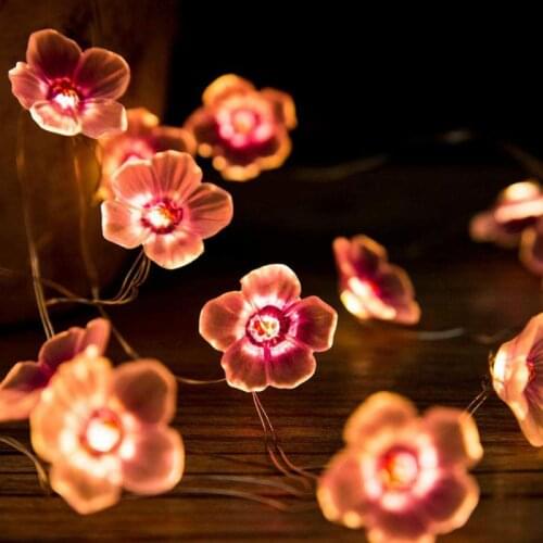 20leds Cherry Blossom Flower Led Fairy String Lights Battery Powered Wedding Valentines Day Event Christmas Party Garland Decor