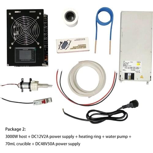 NEW 3000W ZVS Induction Heater Induction Heating PCB Board Heating Machine+Heating Coil+70mL rucible+Pump+Power Supply