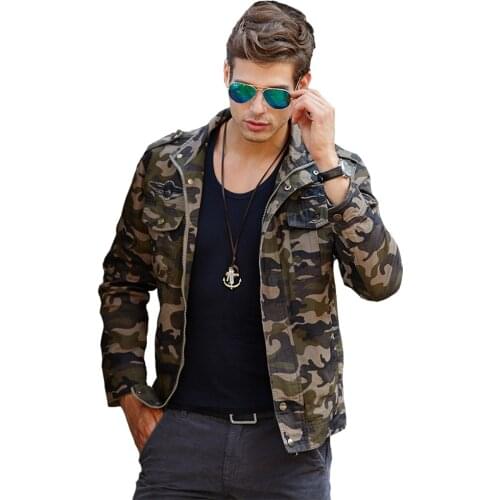 Mens spring and autumn fit coat windbreaker jacket clothing mens bomber jacket casual mens Camouflage Military coat