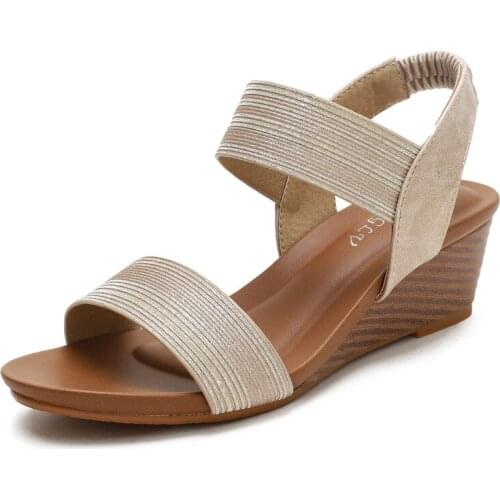 Summer Roman Genuine Leather Women Sandals Fish Mouth Breathable Wedges Comfortable Plus Size Female Sandals 2021