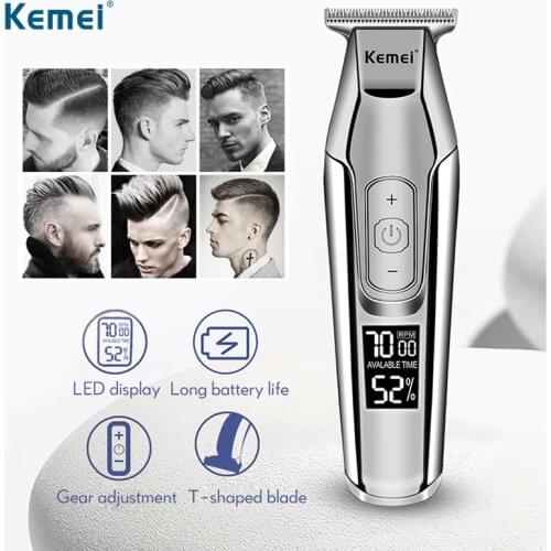 Kemei Electric Hair Trimer LCD Digital Display for Men Barber Beard Shaver Cordless Rechargeable Hair Clipper Cutting Machine