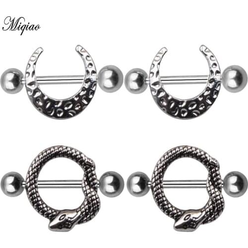 Miqiao 2pcs Popular New Stainless Steel Snake Milk Ring Moon Milk Ring 1.6MM*16*5/5 Exquisite Human Body Piercing Jewelry