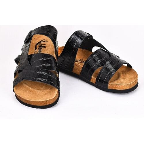 Moosefield Genuine leather New 2021 Summer season comfortable eva sole Patterned Open-front orthopedic non-slip Mens slippers