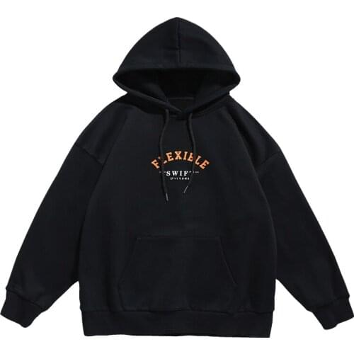 Men Hoodies Autumn Winter Clothes New Long Sleeve Casual Loose Plus Cashmere Letter Printing Hoodie Male Korean Fashion Harajuku