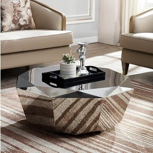 New Style Diamond Shape Coffee Table Personalized Creative Stainless Steel Coffee Table Postmodern Tea Table