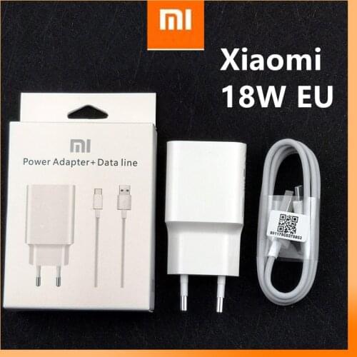 Original Xiaomi Fast Charger QC 3.0 EU charge power adapter usb type c cable for mi 8 9 se a2 a1 9t k20 pro Redmi note 7 mix 2 3