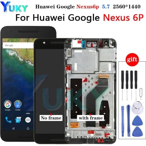 Originele 5.7 "Huawei Google Nexus 6P Lcd Touch Screen Digitizer Met Frame Assembly Vervanging Nexus 6P Lcd