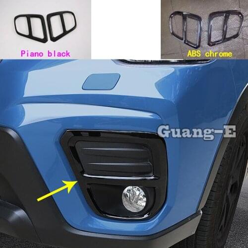Car Body Front Fog Light Lamp Detector Frame Stick ABS Cover Trim Parts 2pcs For Subaru Forester 2018 2019 2020