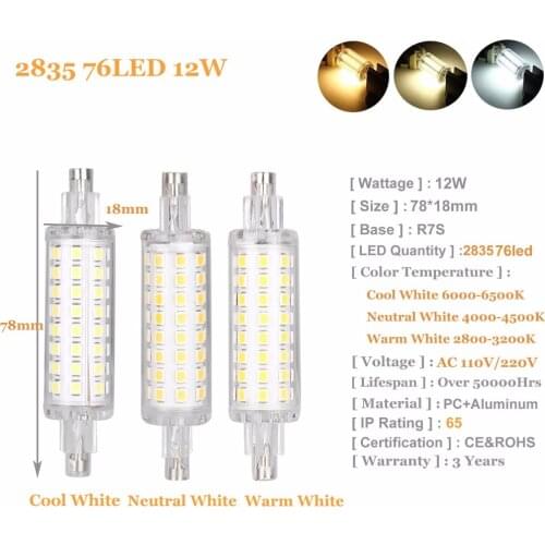 R7S 12W 16W LED Flood Light Bulb 2835 SMD 78mm 118mm Replacement Halogen Lamps r7s 110V 220VLED Corn Lamparda J78 J118