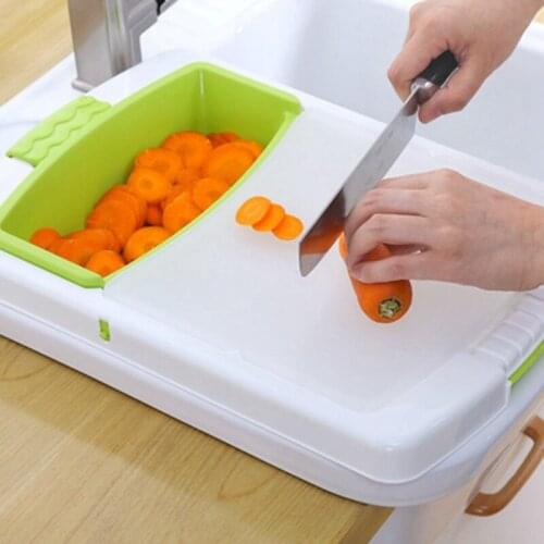Cutting Board 3 in 1 Chopping Blcok Retractable Moldproof Drain Storage for Fruit Meat Vegetable Kitchen Tools Chopping Board