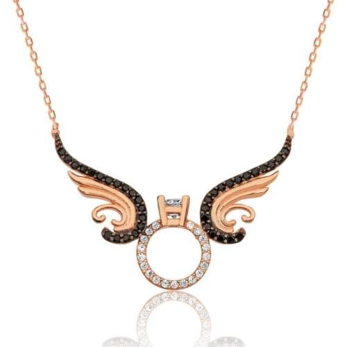 Silver Single Stone Angel Lady Necklace