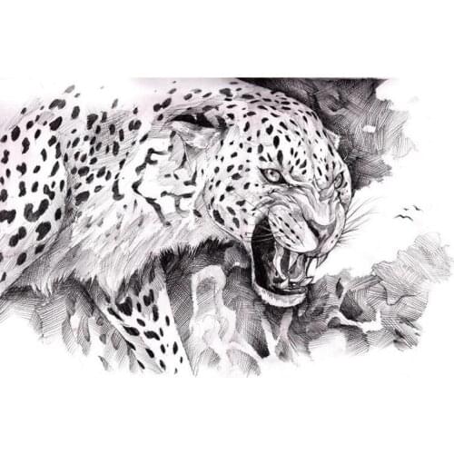 Modern Custom 3D Wallpaper Black and white sketch fashion simple leopard leopard animal TV background wall