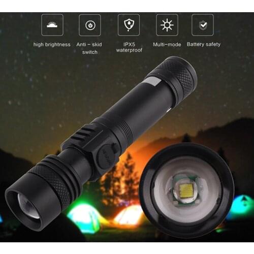 Portable LED Flashlight USB Torch T6 Power Zoomable Bicycle Light 18650 Rechargeable For Riding Daily Lighting Camping