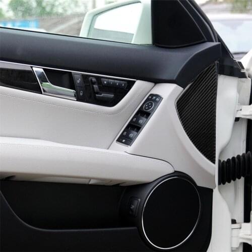 Carbon Fiber Interior Decoration Gate Slot Door Groove Mat Panel Cover Trim for Mercedes Benz W204 C Class Car Decal Accessories