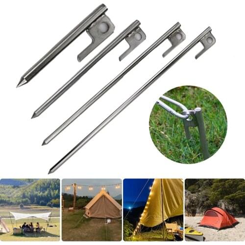 Outdoor Picnic Camping Tent Pegs Stake Nails Stainless Steel Ground Pin Hook Awning Canopy Tarp Tent Accessories