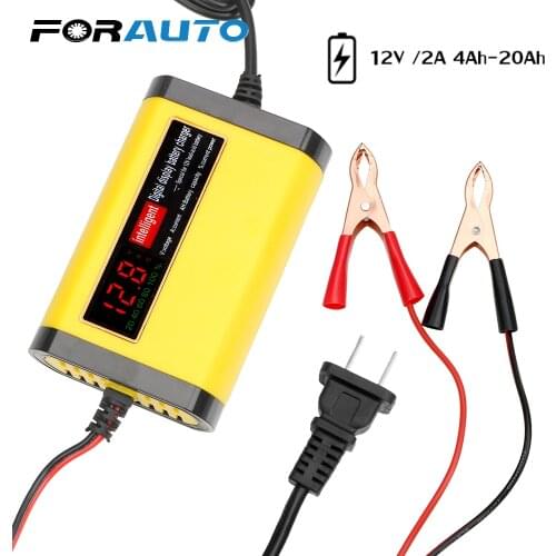 12V 2A Full Automatic Car Motocycle Battery Charger Intelligent LCD Display Charging 3 Stages Lead Acid AGM GEL Battery-chargers