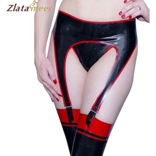 Women Latex Garter Black and Red Patchwork Colour Fetish Rubber Garter Customize Service BNLA038