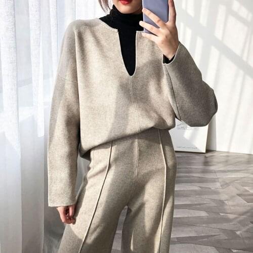 2020 And V-Neck Long Sleeve Women Autumn Gray Pullovers Black Sweater Tricot Pull Femme