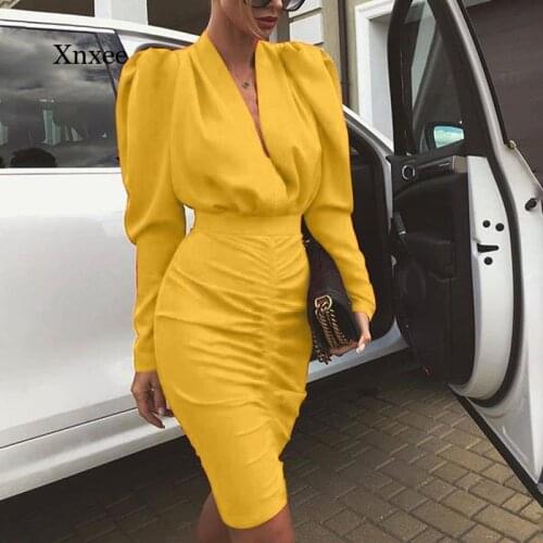2021 Fall/winter Womens Deep V-Neck Tight Dress Pure Color Hip Slim Party Club Sexy Dress Lace Dress