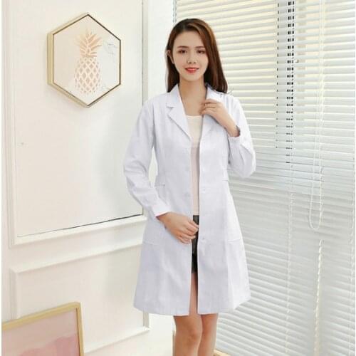 Thickening in autumn and winter ladies White coat laboratory Robe science lab coat beauty salonSlim uniform clothing