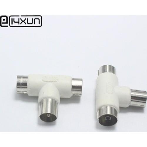 1PCS RF Television Male Plug to Female jack 2 in 1 T-Shape Free Welding 9.5 TV RF Terminal Antenna Connector White