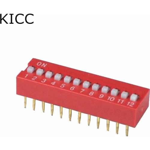 10Pcs Red Toggle switch 12 Limit 2.54mm DIP24 Coding number switch DS-12