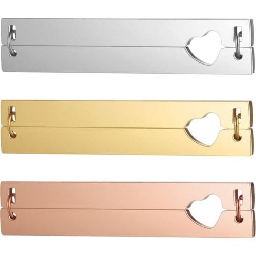 3pcs/lot 100% Stainless Steel Mirror Polished Engraving 8-40mm Round Square Blank Bar Heart Connector For Necklaces Wholesale