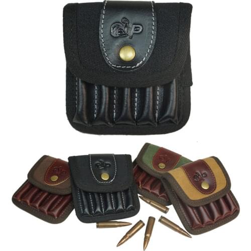 5 Round Leather Ammo Pouch Ammo Carrier Bag Clip Shotgun Bullet Shell Holder Rifle Cartridge Hunting Gun Accessories