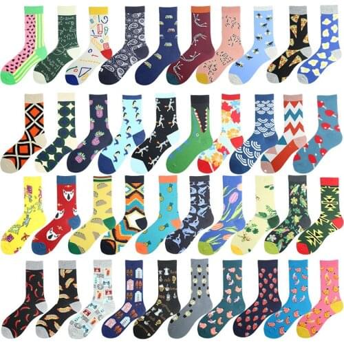 Diamond Abstract Funny Socks Women Pineapple Strawberry Skarpetki Crew Cute Sokken Novelty Cotton Hip Hop Calcetines Divertidos