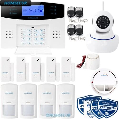 HOMSECUR APP Controlled Wireless&Wired GSM Home Security Alarm System+IP Camera