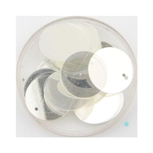50g 20mm Crystal White Flat Round Sequins For Crafts PET DIY Garment Sewing Wedding Accessories With 1 Side Hole