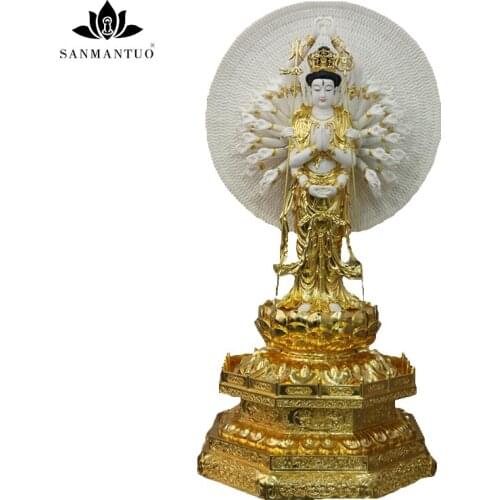 Buddhist supplies Refined hand-painted gold leaf avalokitesvara statue with high-purity hand-painted gold leaf buddha statues