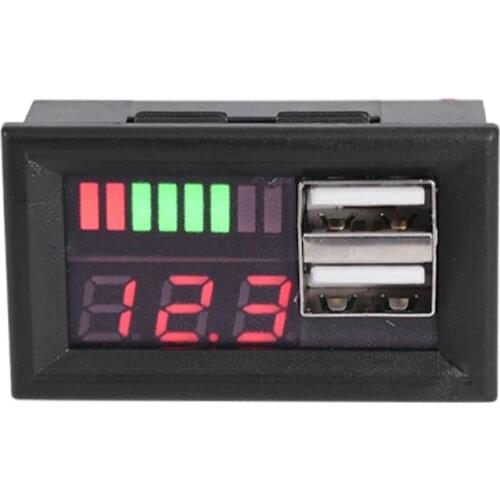 Red Led Digital Display Voltmeter Mini Voltage Meter Volt Tester Panel for Dc 12V Cars Motorcycles Vehicles Usb 5V2a Output 12.6
