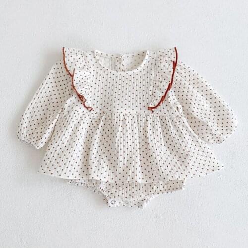 Infant Baby Girls Autumn Long Sleeve Romper Casual Polka Dot Baby Girl Jumpsuit Ruffle Rompers Clothes Outfits