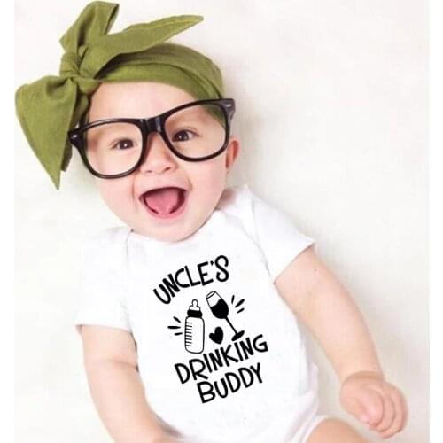 Uncles Drinking Buddy Baby Bodysuit Funny Casual Short Sleeve Uncle Shower Gift Infant Newborn Rompers Body Baby Clothes